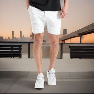 NXP NENA AND PASADENA DESTROYER DROP CROTCH DISTRESSED Denim Short HTF